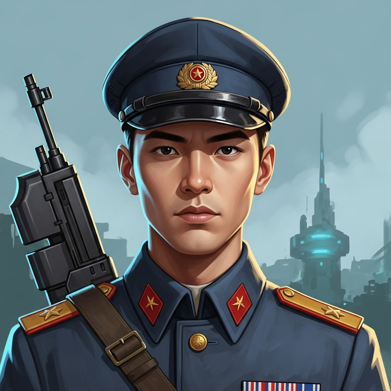 Dynamic Young Man in Military Uniform: Comic Book Style Illustration Dynamic Young Man in Military Uniform: Comic Book Style Illustration
