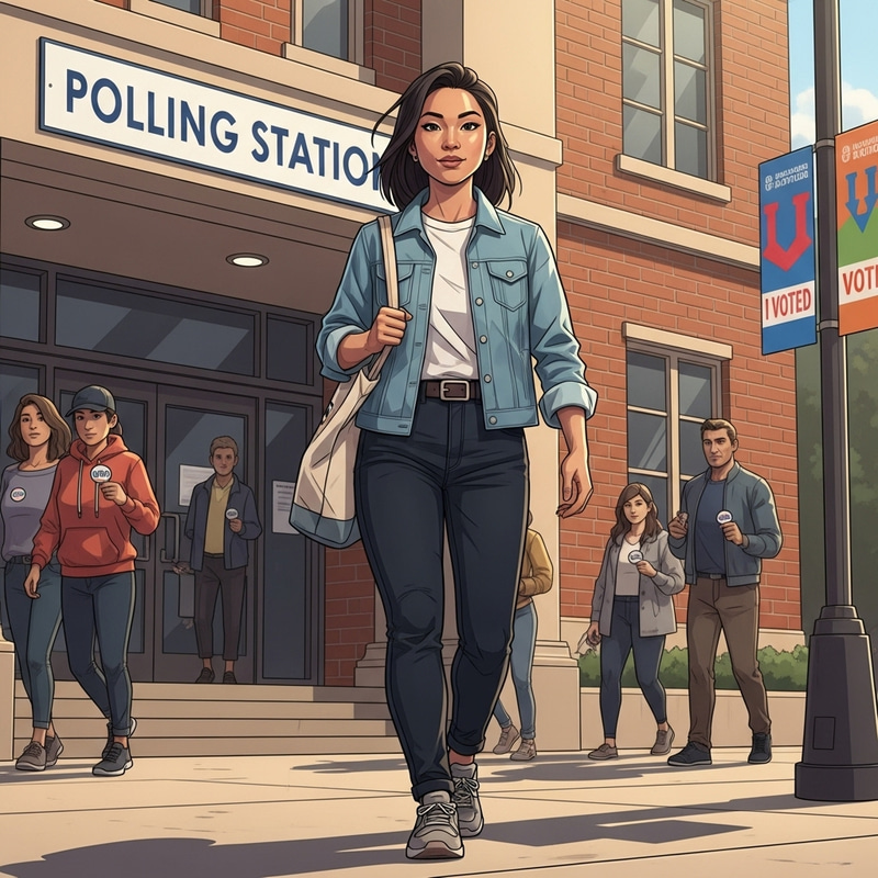 Young Asian Woman Voting - Civic Duty Illustration