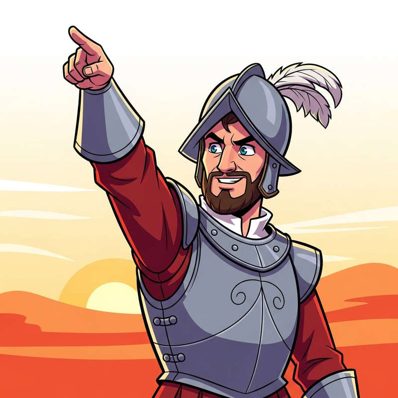 15th Century Smiling Spanish Conquistador Cartoon
