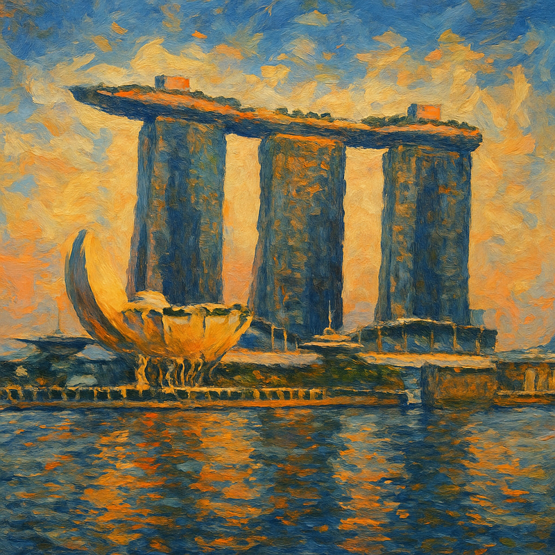Marina Bay Sands Oil Painting - Singapore Art Marina Bay Sands Oil Painting - Singapore Art