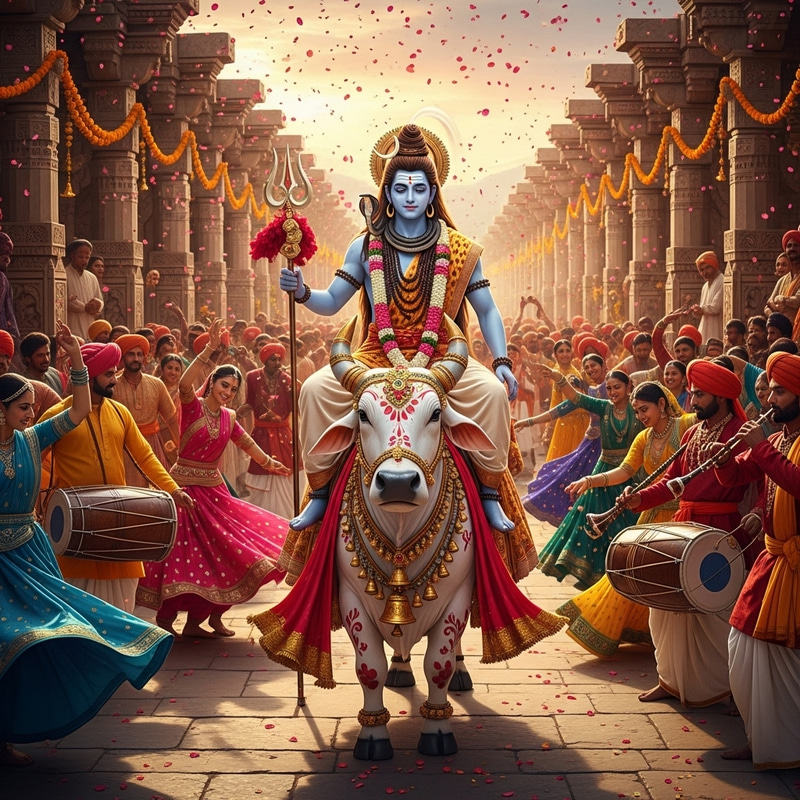 Lord Shiva Baraat Wedding Procession with Nandi | Sacred Hindu Ceremony