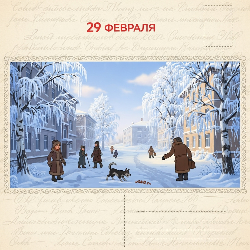 Soviet-Era Winter Postcard Animation | Feb 29 Scene Soviet-Era Winter Postcard Animation | Feb 29 Scene