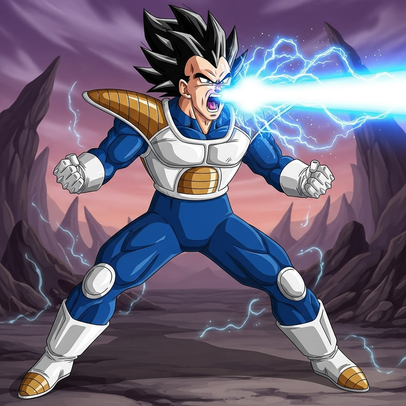 Vegeta - Powerful Alien Warrior in Blue Jumpsuit with Fierce Royal Attitude Vegeta - Powerful Alien Warrior in Blue Jumpsuit with Fierce Royal Attitude