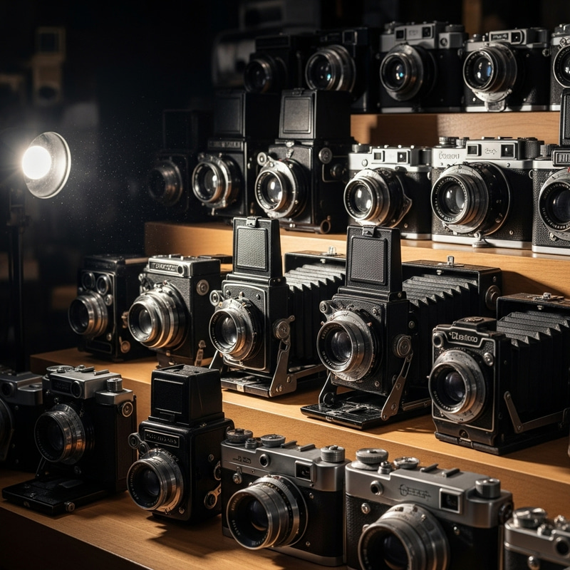 Vintage Cameras and Striking Flash Display