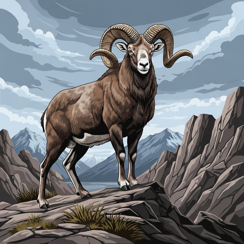 Stunning Ram Art on Rocky Terrain Stunning Ram Art on Rocky Terrain