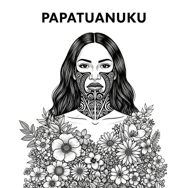Serene Maori Art: Earth Mother Papatuanuku in Black & White Serene Maori Art: Earth Mother Papatuanuku in Black & White