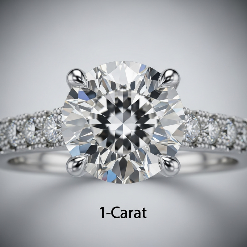 Stunning 1-Carat Diamond Engagement Ring Close-Up Stunning 1-Carat Diamond Engagement Ring Close-Up