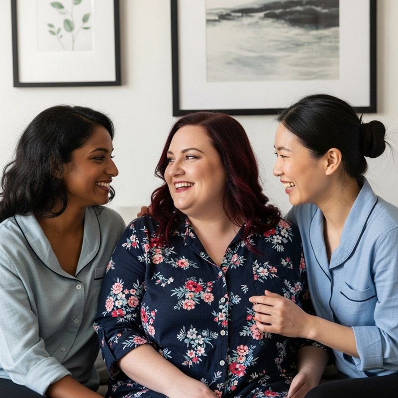 Diverse Friends Laughing at Home | Exotic, Dark Red, and Black-haired Women Diverse Friends Laughing at Home | Exotic, Dark Red, and Black-haired Women
