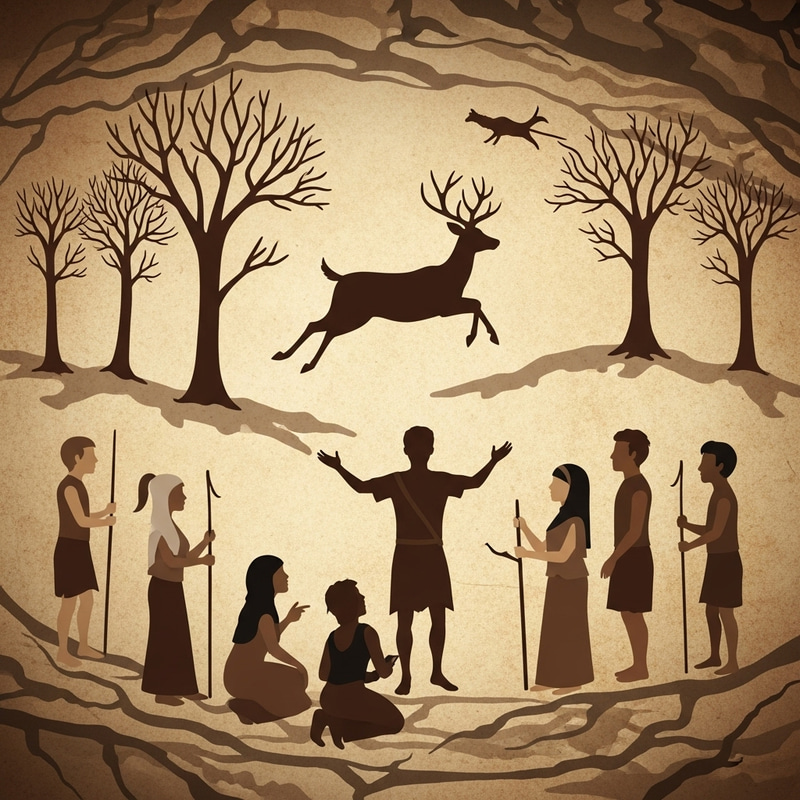 Cave Painting: Professor & Students Hunting Deer