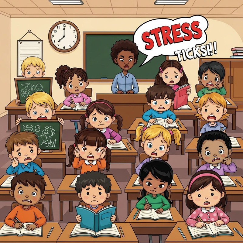 A Stressful Elementary School Classroom | Diverse Cartoon Students A Stressful Elementary School Classroom | Diverse Cartoon Students
