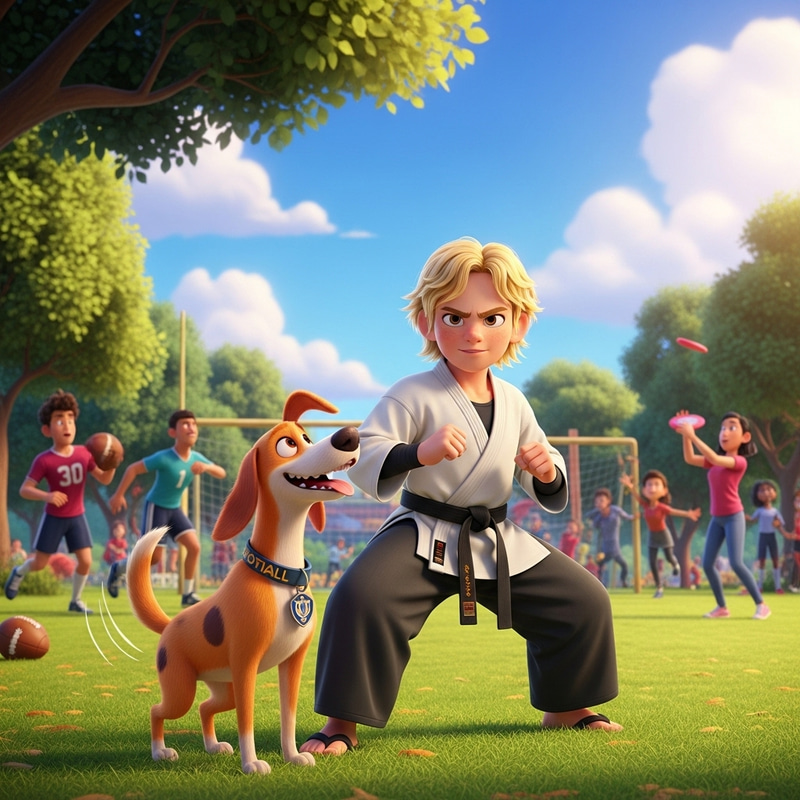 Barcelona Mascota and Goku: Fun Scene in the Park Barcelona Mascota and Goku: Fun Scene in the Park