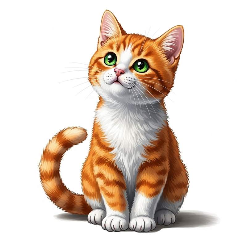 Elegant Cat with Bright Orange and White Fur