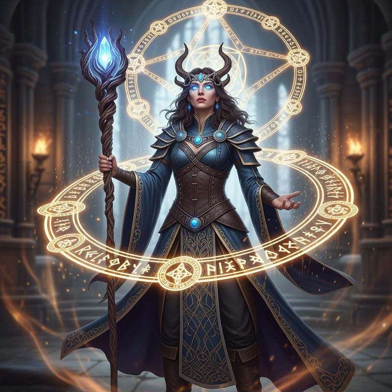 Female Sorceress Summoning Magic Female Sorceress Summoning Magic