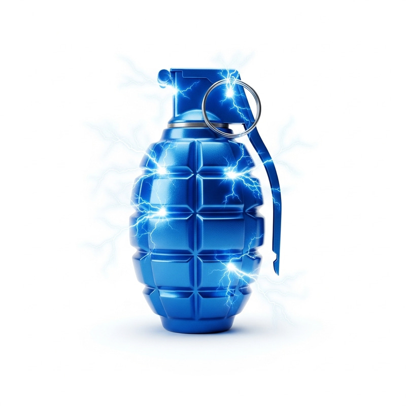 Blue Electric Grenade on White Background Blue Electric Grenade on White Background