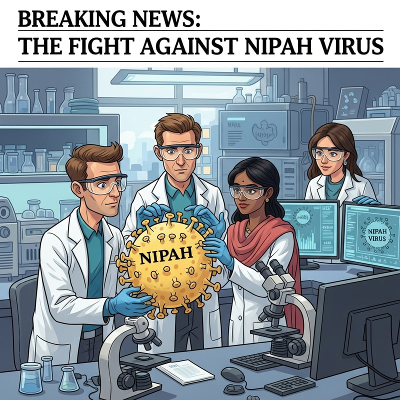 Editorial Cartoon: Nipah Virus Scientific Laboratory Scene Editorial Cartoon: Nipah Virus Scientific Laboratory Scene