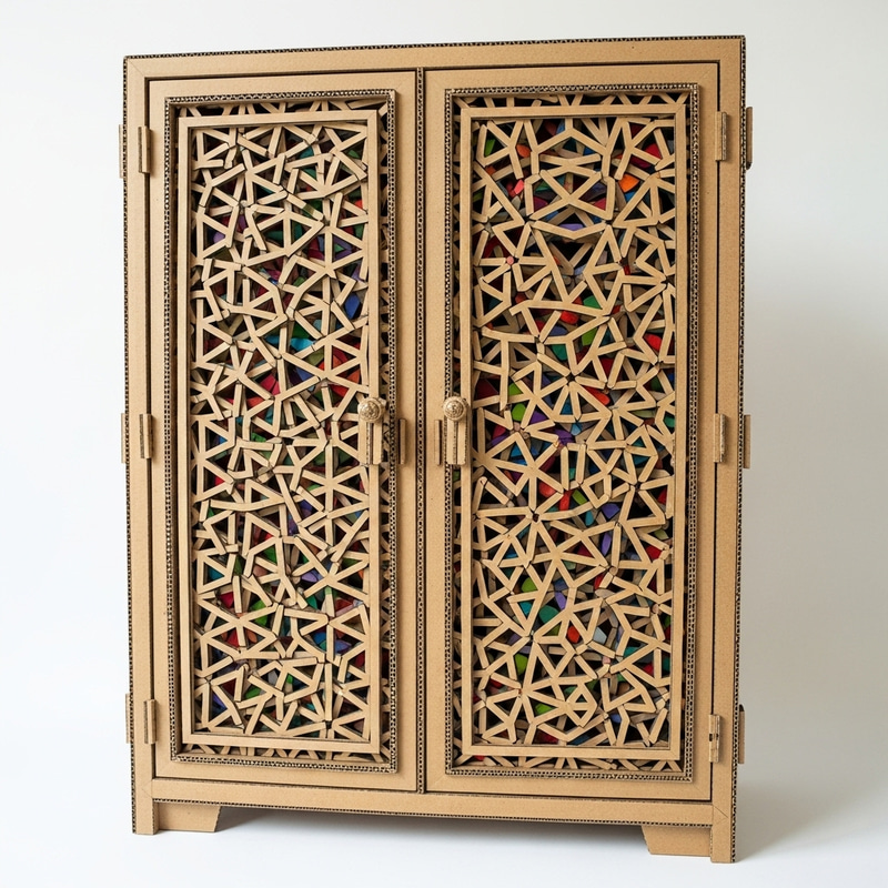 DIY Cardboard Almirah with Intricate Geometric Patterns | Innovative Furniture Design DIY Cardboard Almirah with Intricate Geometric Patterns | Innovative Furniture Design