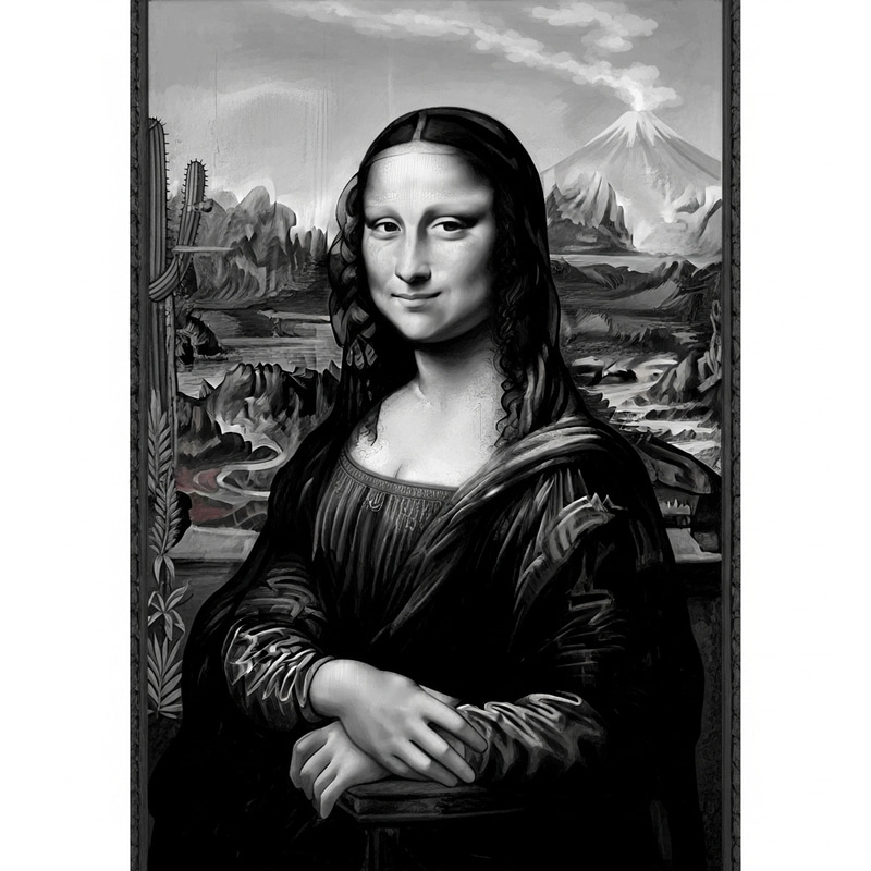 Mexican Mona Lisa: Traditional Black and White Portrait Mexican Mona Lisa: Traditional Black and White Portrait