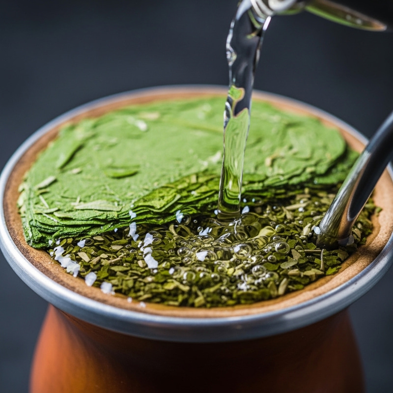 Yerba Mate Gourd Ritual: Pouring Water on Leaves Yerba Mate Gourd Ritual: Pouring Water on Leaves