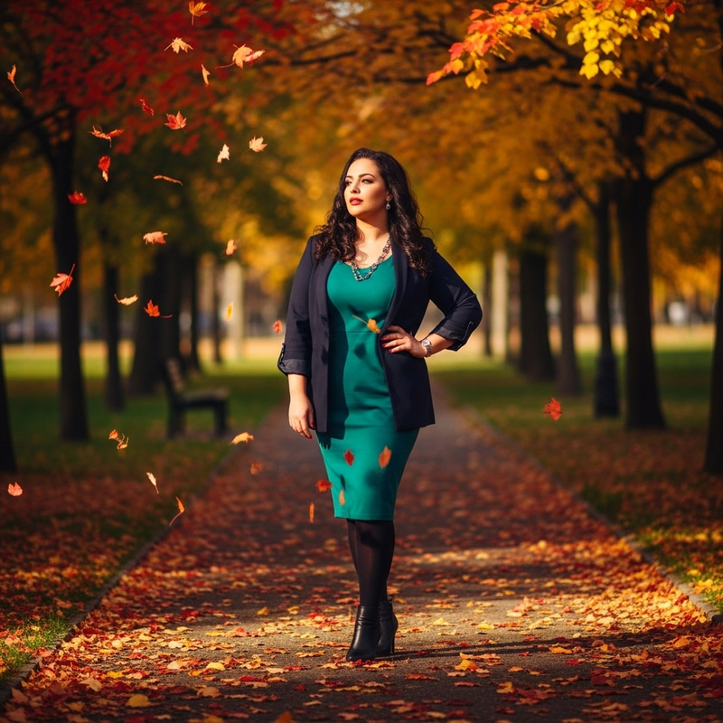 Stylish Plus-Size Woman Standing in Urban Setting Stylish Plus-Size Woman Standing in Urban Setting