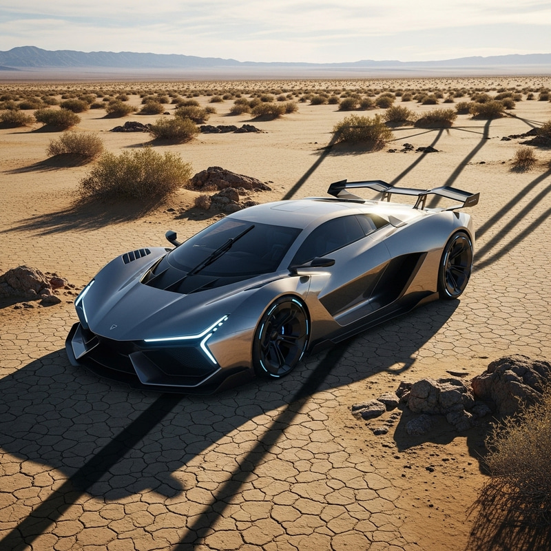 Futuristic Car in Desert Landscape | Innovative Design Scene Futuristic Car in Desert Landscape | Innovative Design Scene