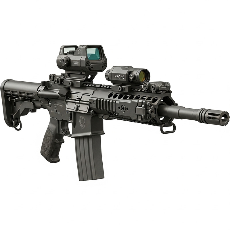 Advanced Tactical M4A1 with Holographic Sight and PEQ 15 Laser Advanced Tactical M4A1 with Holographic Sight and PEQ 15 Laser