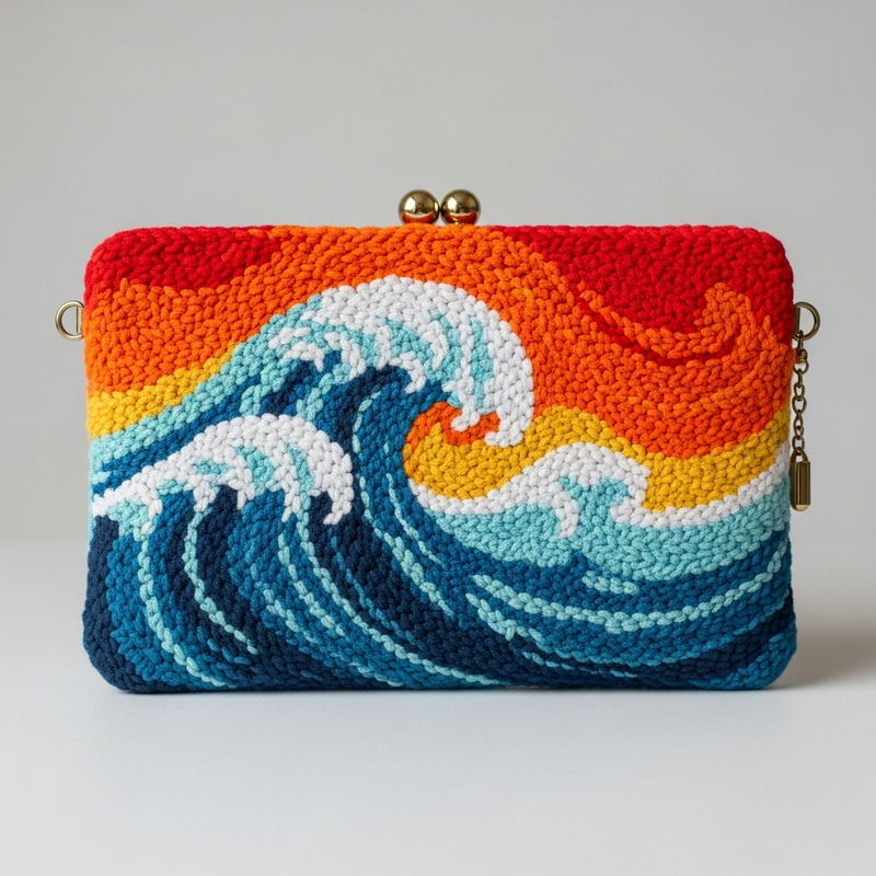 Create a Stunning Punch Needle Clutch with Unique Wave Design