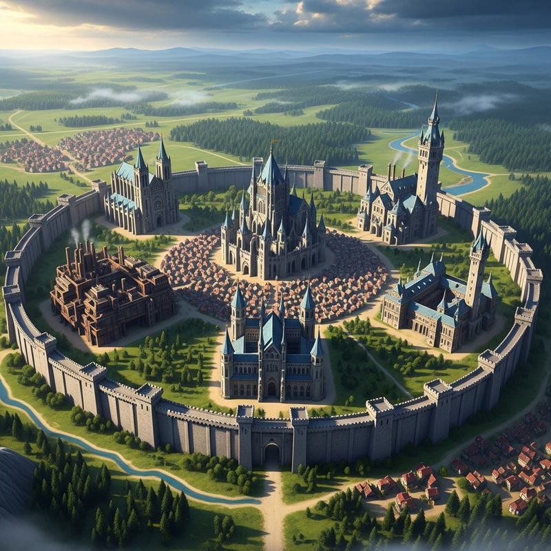 Aerial View of a Grand Kingdom and Its Capital Aerial View of a Grand Kingdom and Its Capital