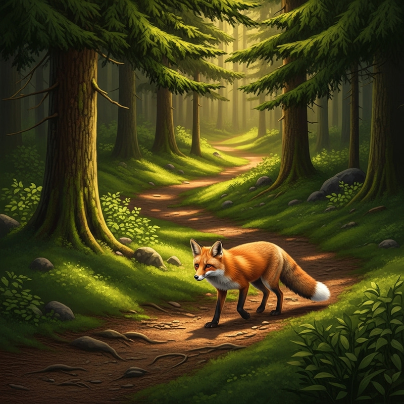Soothing Fox Strolling Through Forest Soothing Fox Strolling Through Forest