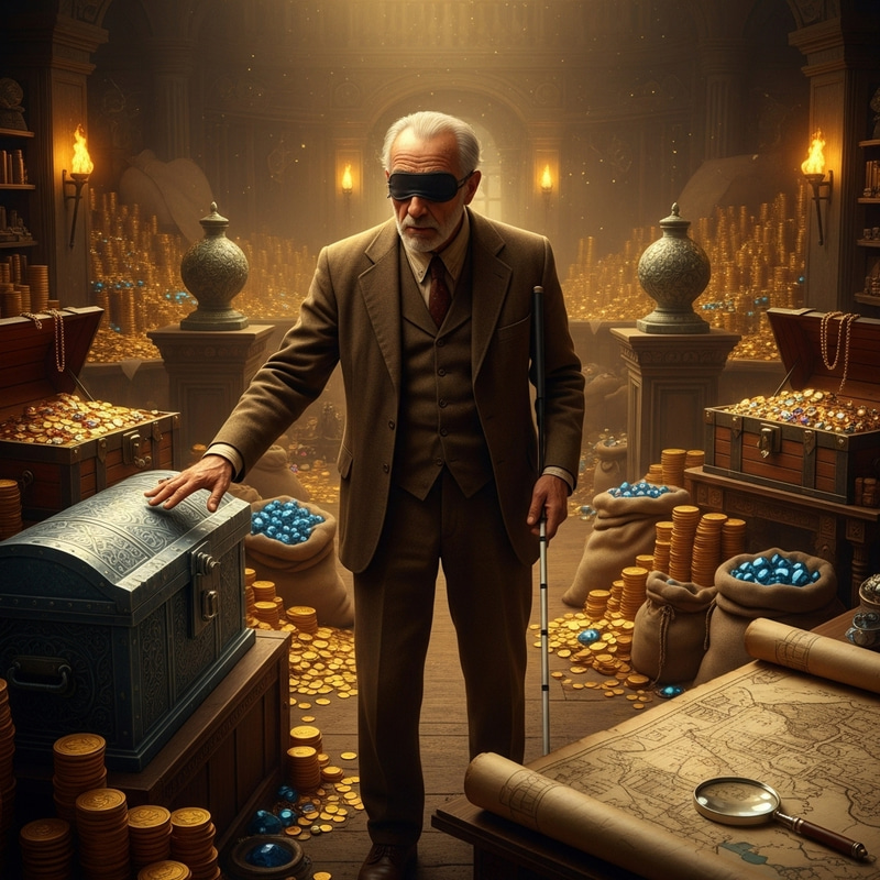 Blind Man in Treasure Trove - Rare Find Blind Man in Treasure Trove - Rare Find