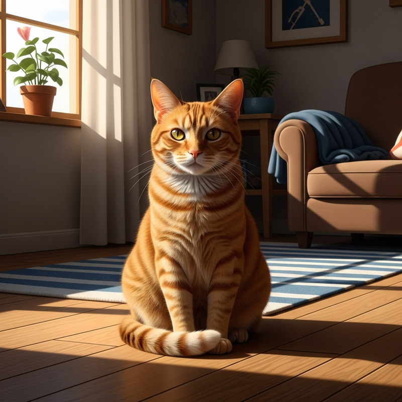 Beautiful Orange Cat Relaxing in Cozy Home Setting Beautiful Orange Cat Relaxing in Cozy Home Setting