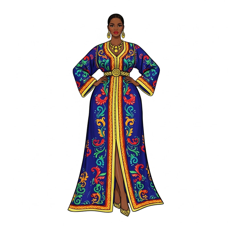 Exquisite Moroccan Haute Couture Dress Sketch Exquisite Moroccan Haute Couture Dress Sketch