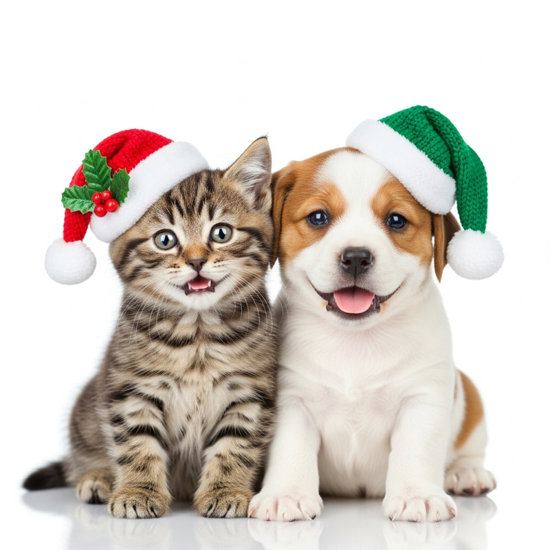 Cute Kitten and Puppy in Santa Hats | Heartwarming Holiday Cheer Cute Kitten and Puppy in Santa Hats | Heartwarming Holiday Cheer