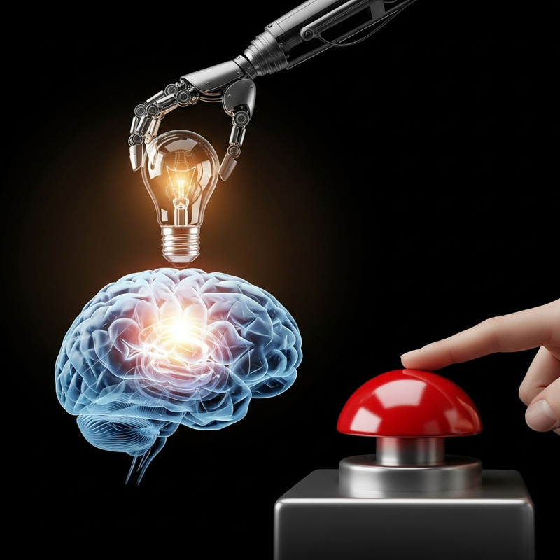 Light Bulb Inserted into Brain | Surreal Concept