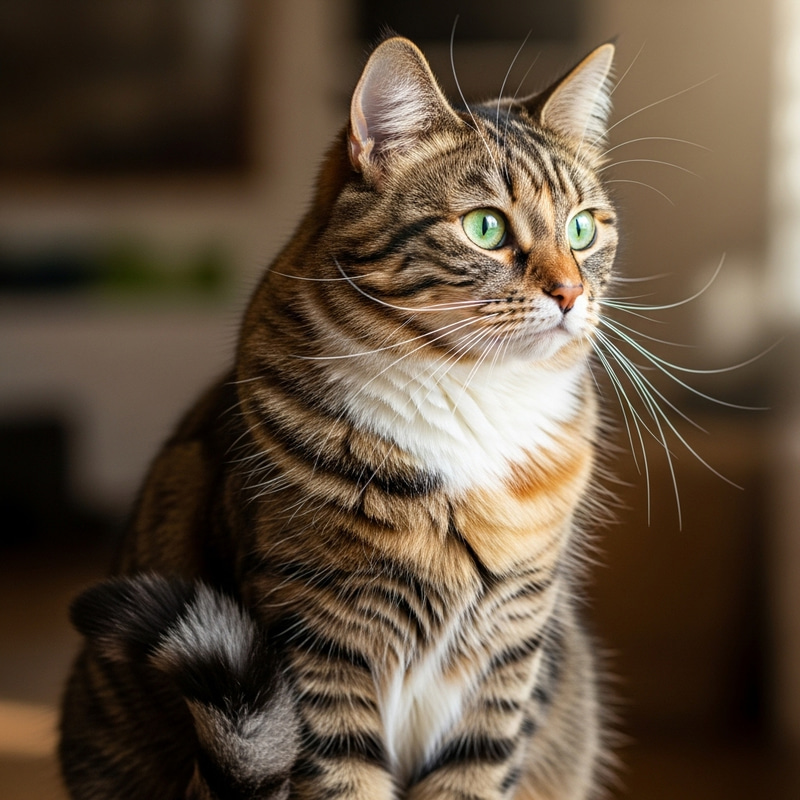 Beautiful Cat with Green Fur and Curious Whiskers Beautiful Cat with Green Fur and Curious Whiskers