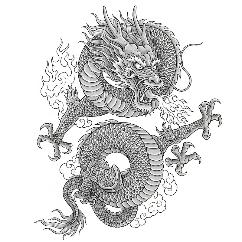 Dragon Chino Tattoo Design | Intricate & Fearsome Artwork Dragon Chino Tattoo Design | Intricate & Fearsome Artwork
