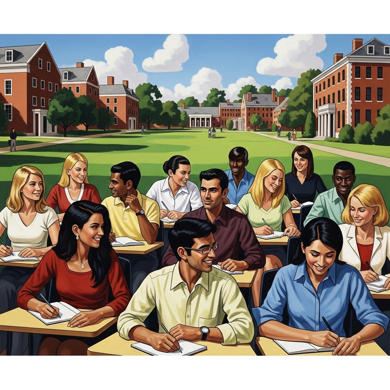 Ivy League University Classroom: Pop Art Style Multicultural Learning Ivy League University Classroom: Pop Art Style Multicultural Learning