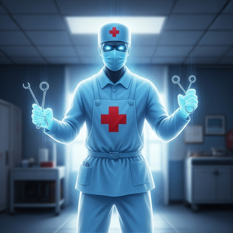 Spectral Healthcare Professional with Red Cross Symbol Spectral Healthcare Professional with Red Cross Symbol