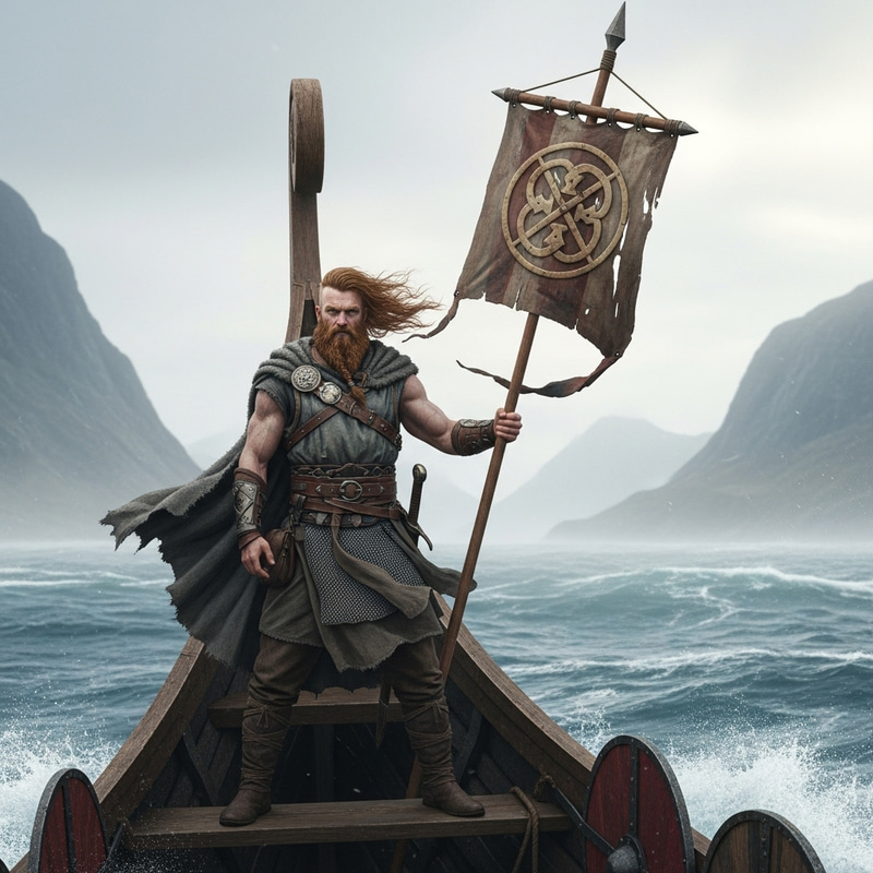 Majestic Viking Warrior at Sea: Nordic Saga Scene Majestic Viking Warrior at Sea: Nordic Saga Scene
