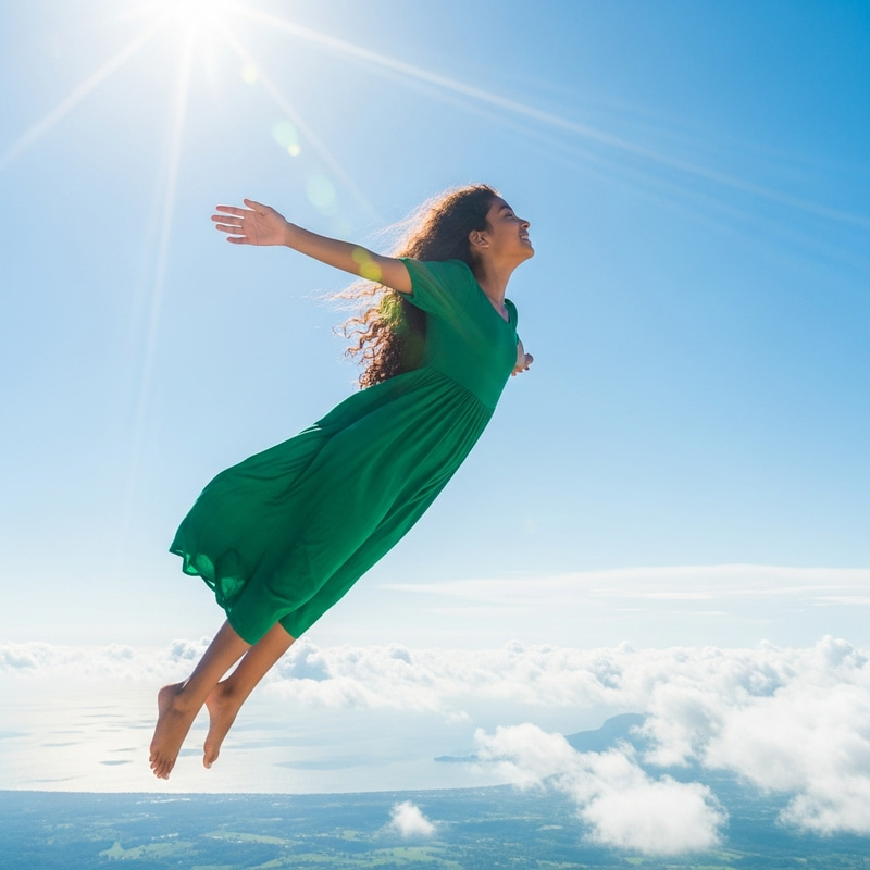 Young South Asian Girl Soaring Freely in the Sky Young South Asian Girl Soaring Freely in the Sky