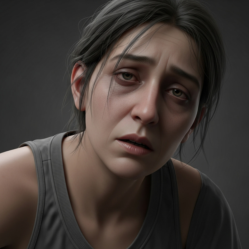 Close-up Image of Exhausted Middle-Eastern Person Close-up Image of Exhausted Middle-Eastern Person