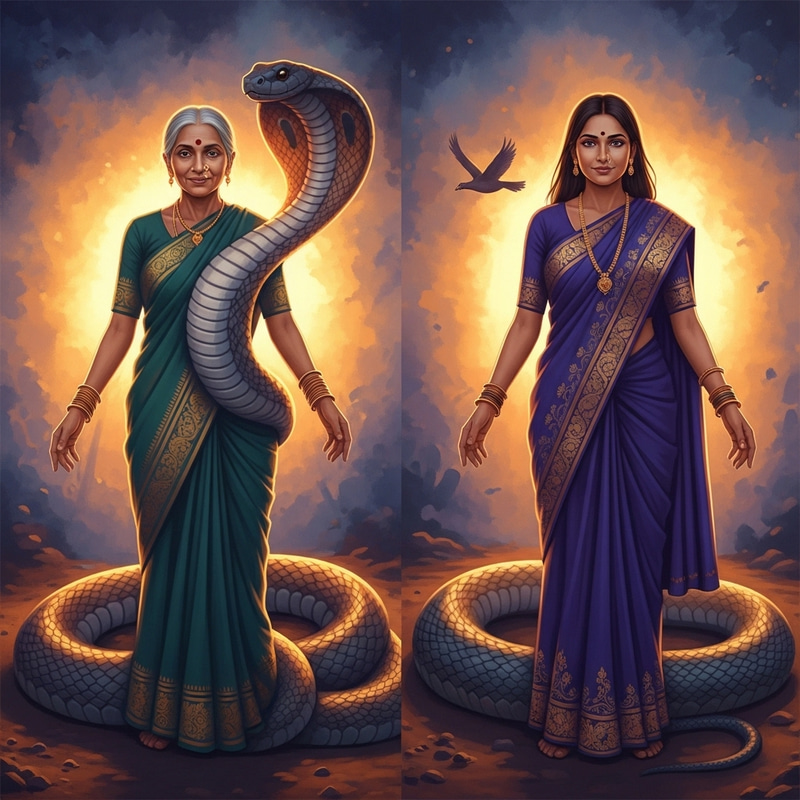 Serpent Goddess: Half Human, Half Snake Transformation