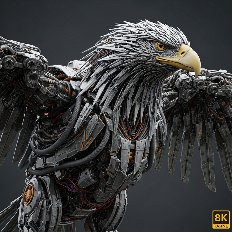 Robotic Eagle | Photorealistic 8k Unreal Engine Render with Wires and Gears