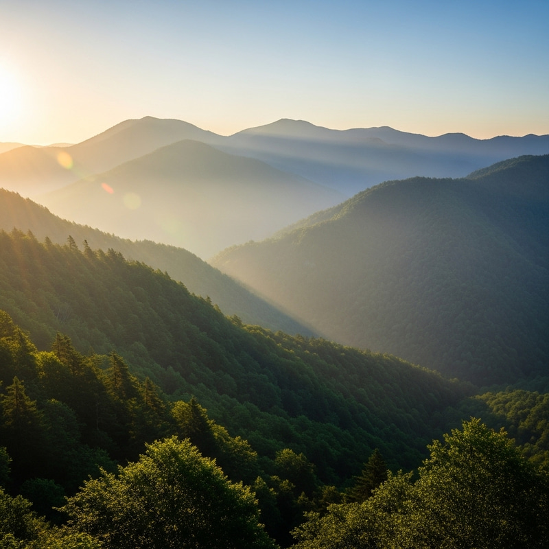 Serene Sunrise in Green Mountain Scenery Serene Sunrise in Green Mountain Scenery
