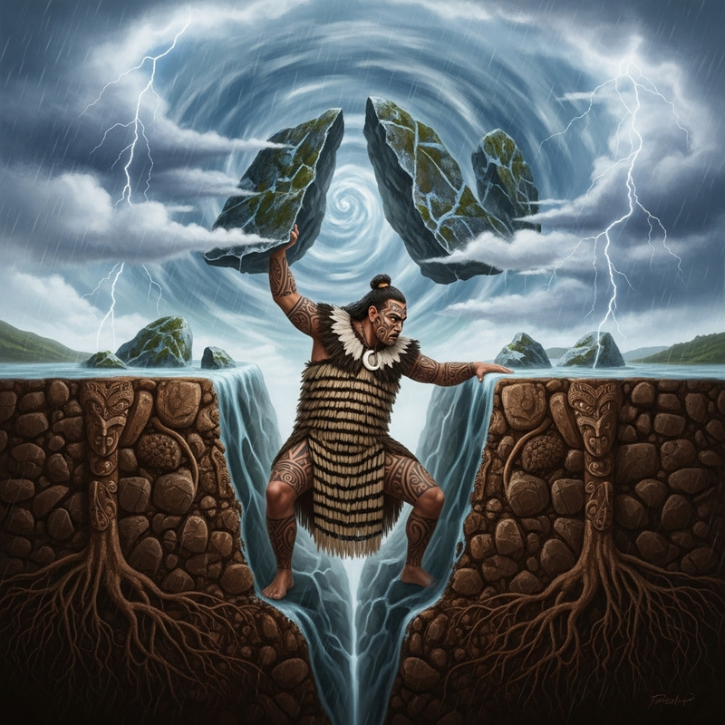 Maori God Separating Earth and Sky - Mythical Deity Divides Land and Atmosphere