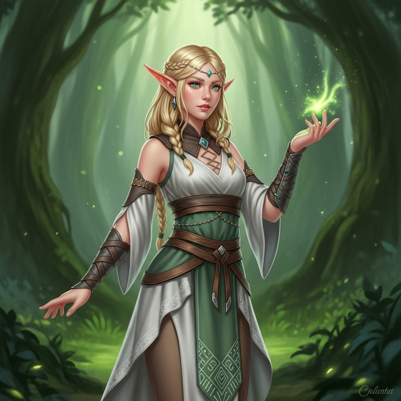 Blond Hair Elf Girl in Enchanted Forest Blond Hair Elf Girl in Enchanted Forest