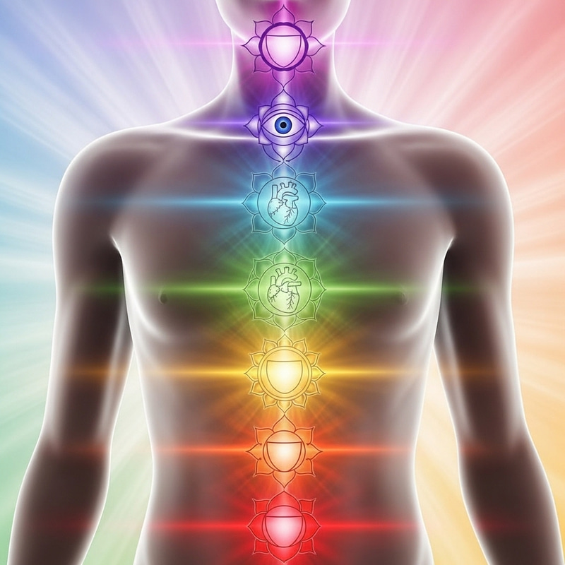 Chakras: Detailed Image with Radiant Lights Chakras: Detailed Image with Radiant Lights