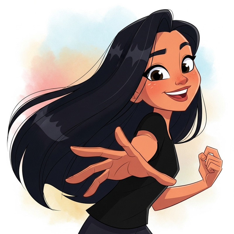 Cute Girl Cartoon Character in Black Top Illustration Cute Girl Cartoon Character in Black Top Illustration