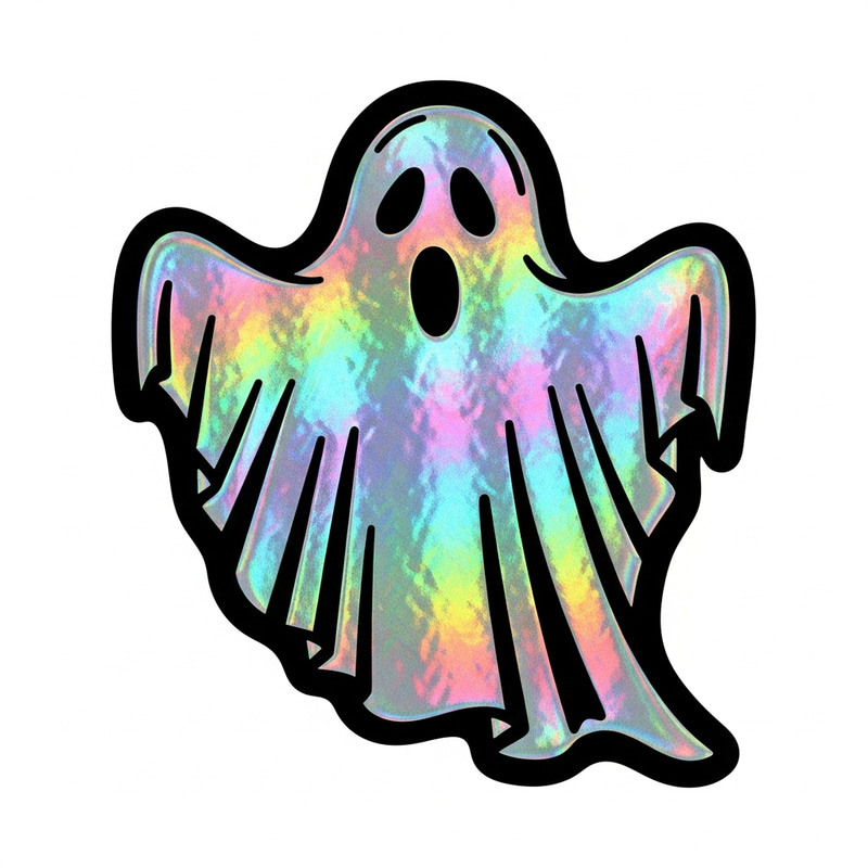 Black and White Ghost Stencil with Holographic Interior - Unique Design Black and White Ghost Stencil with Holographic Interior - Unique Design