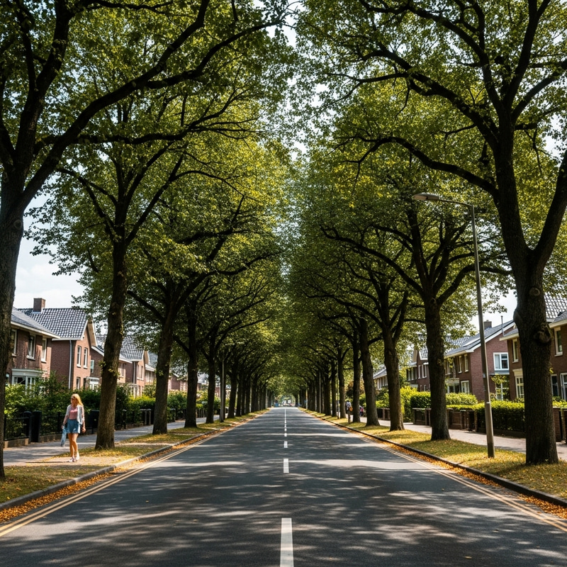 Tranquil Urban Landscape with Canopy Trees Tranquil Urban Landscape with Canopy Trees