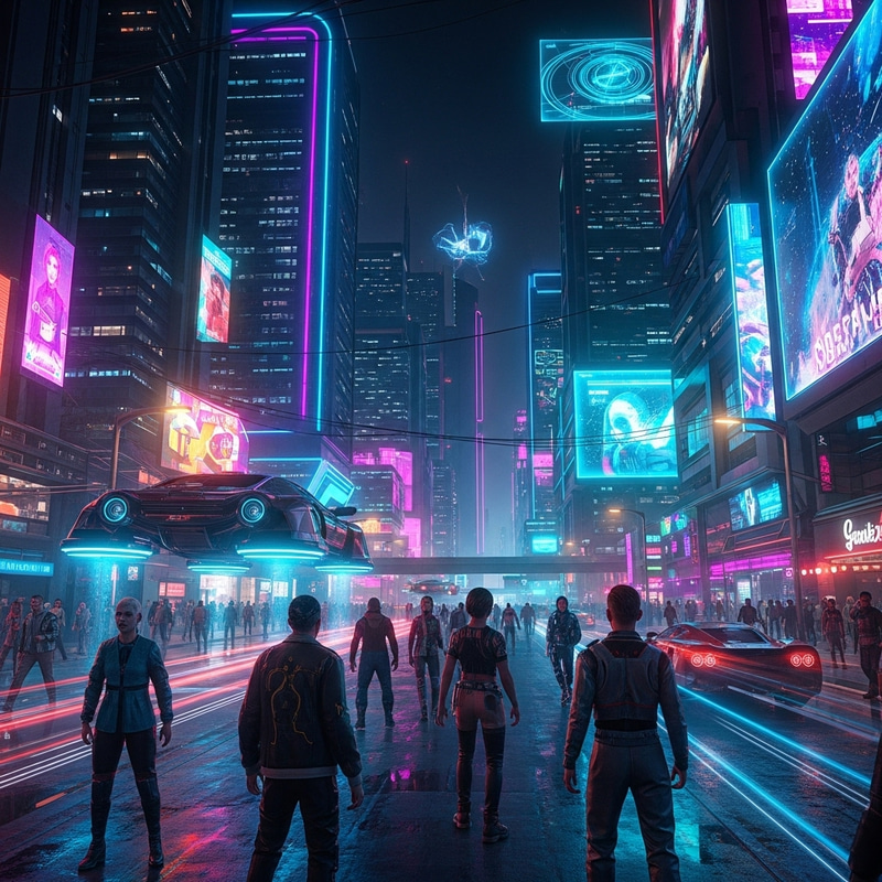 Neon Cyberpunk Cityscape at Night